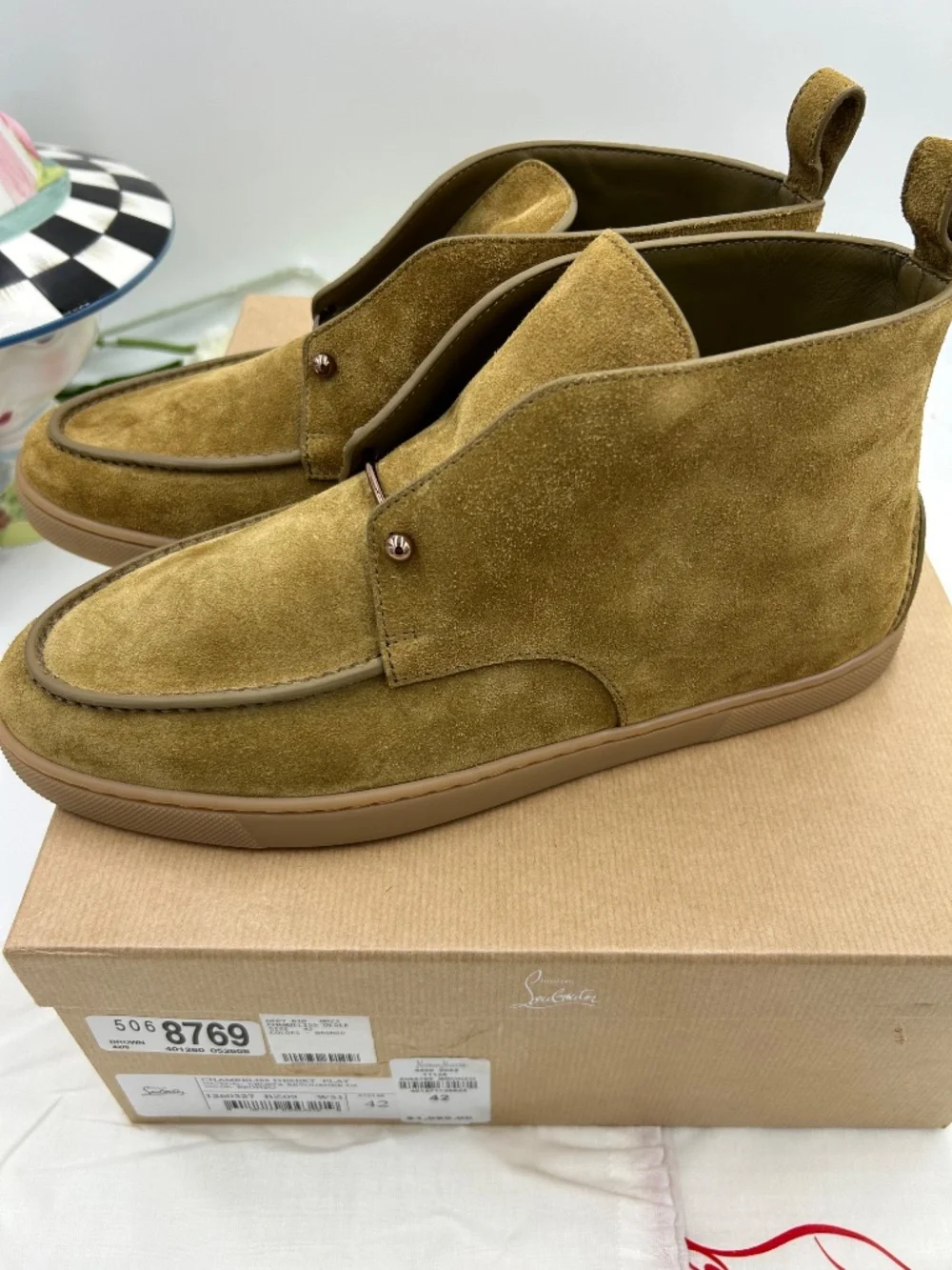 Men’s Christian Louboutin Chambeliss Desert Suede Boots. Size 43/10 US.